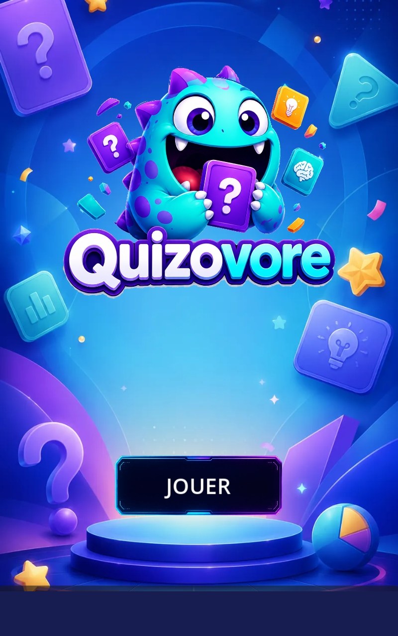 Écran d'accueil de Quizovore avec le bouton Jouer